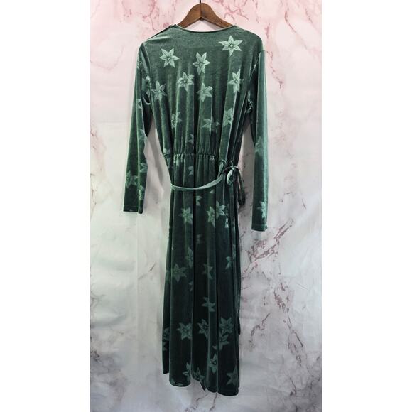 & Other Stories Dress Womens 6 Small Green Velvet Floral Midi Maxi Wrap Long - Picture 6 of 16